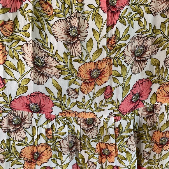 Abel the Label Floral Print Smocked Shoulder Tie Tiered Maxi Dress - Size M - Picture 6 of 7